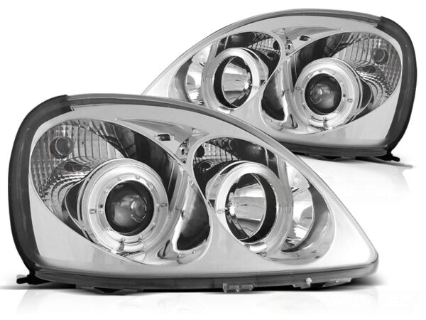 Frontlykter Toyota Yaris 04.99-09.03 Angel Eyes Krom – bilde 2 av 2