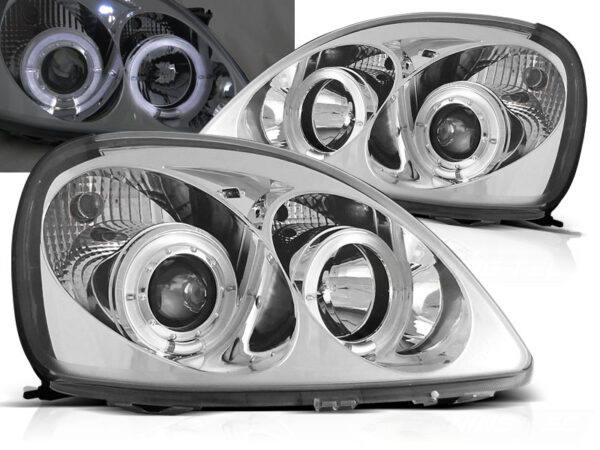 Frontlykter Toyota Yaris 04.99-09.03 Angel Eyes Krom – bilde 1 av 2