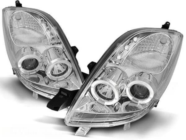 Frontlykter Toyota Yaris 06-09 Angel Eyes Krom – bilde 2 av 2