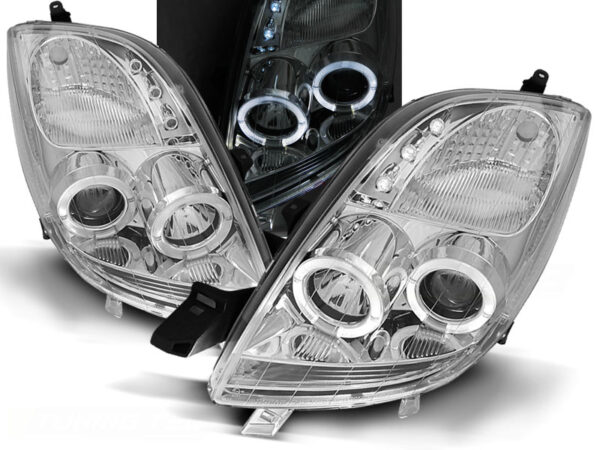 Frontlykter Toyota Yaris 06-09 Angel Eyes Krom – bilde 1 av 2