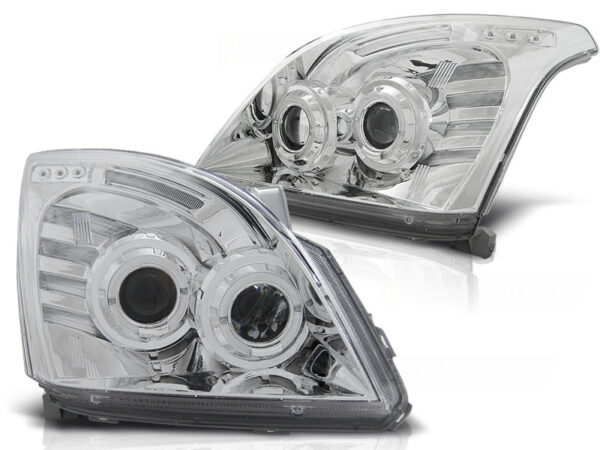 Frontlykter Toyota Land Cruiser 120 03-09 Angel Eyes Krom – bilde 2 av 2