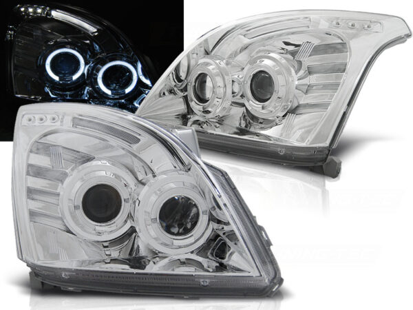 Frontlykter Toyota Land Cruiser 120 03-09 Angel Eyes Krom – bilde 1 av 2