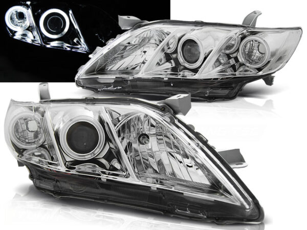 Frontlykter Toyota Camry 6 Xv40 06-09 Angel Eyes Krom – bilde 1 av 2