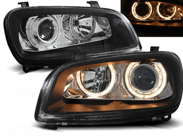 Frontlykter Toyota Rav4 06.94-06.00 Angel Eyes Svart – bilde 1 av 2