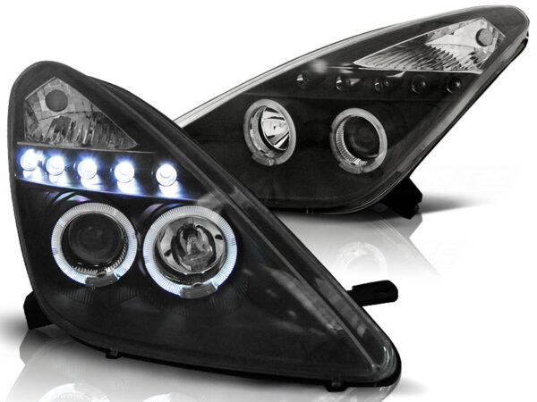 Frontlykter Toyota Celica T230 99-05 Angel Eyes Svart – bilde 2 av 2