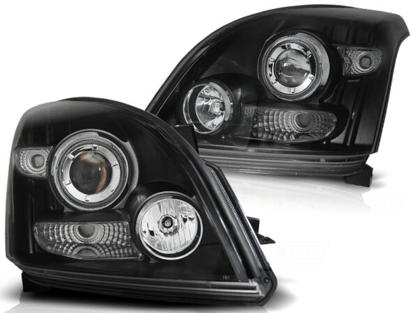 Frontlykter Toyota Land Cruiser 120 03-09 Angel Eyes Svart CCFL – bilde 2 av 2