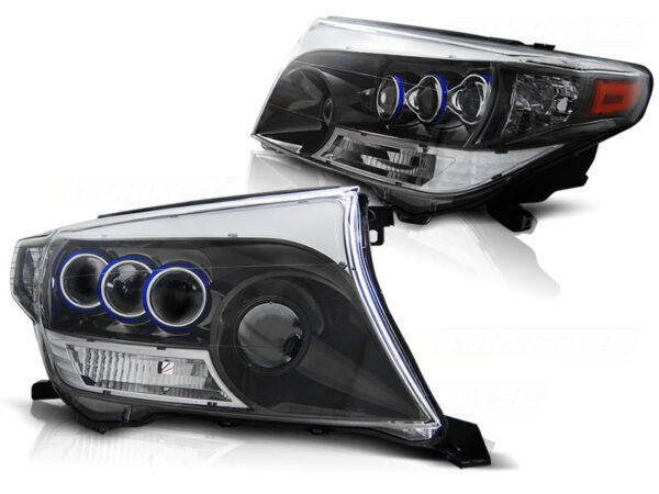 Frontlykter Toyota Land Cruiser Fj200 07-12 Projector Svart Chrom