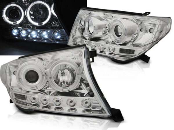 Frontlykter Toyota Land Cruiser Fj200 07-12 Angel Eyes Krom – bilde 1 av 2