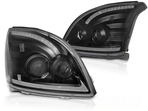 Frontlykter Toyota Land Cruiser 120 03-09 Tube Lights SEQ LED Svart – bilde 2 av 2