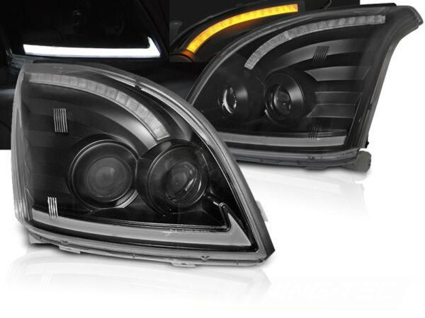 Frontlykter Toyota Land Cruiser 120 03-09 Tube Lights SEQ LED Svart – bilde 1 av 2