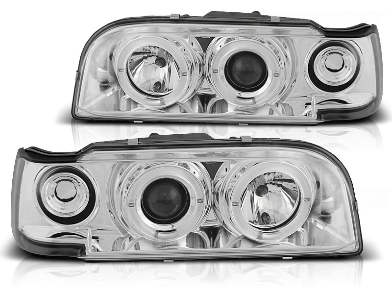 Frontlykter Volvo 850 92-12.96 Angel Eyes Chrome - Bilde 2