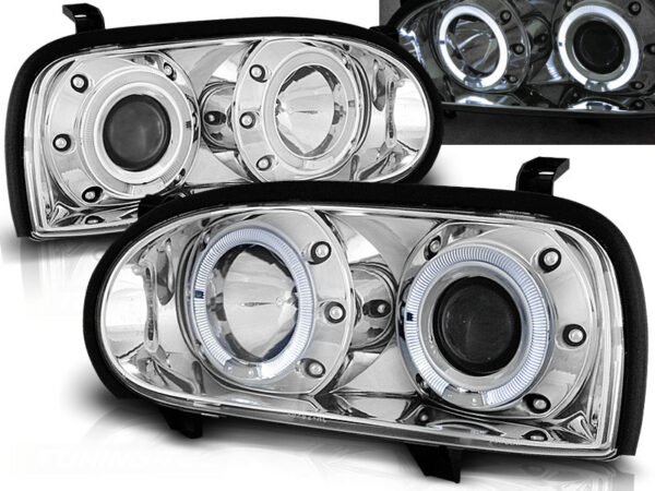 Frontlykter VW Golf 3 09.91-08.97 Angel Eyes Krom – bilde 1 av 2