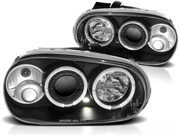 Frontlykter VW Golf IV 97-03 Angel Eyes Svart – bilde 2 av 2