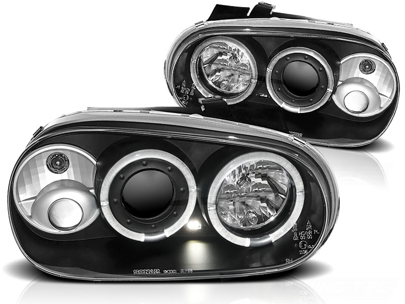 Frontlykter VW Golf 4 09.97-09.03 Angel Eyes Black - Bilde 2