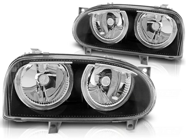 Frontlykter VW Golf 3 09.91-08.97 Angel Eyes Svart – bilde 2 av 2
