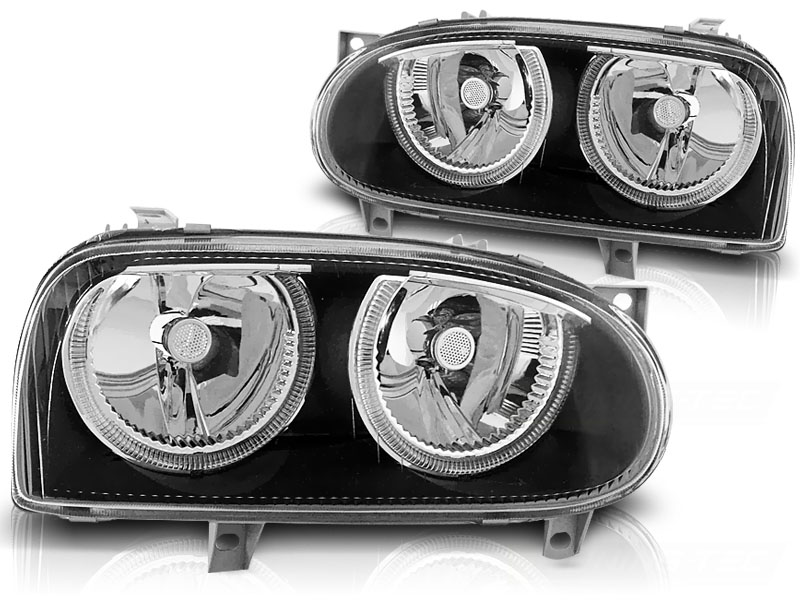 Frontlykter VW Golf 3 09.91-08.97 Angel Eyes Black - Bilde 2