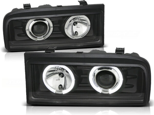 Frontlykter VW Corrado 88-95 Angel Eyes Svart