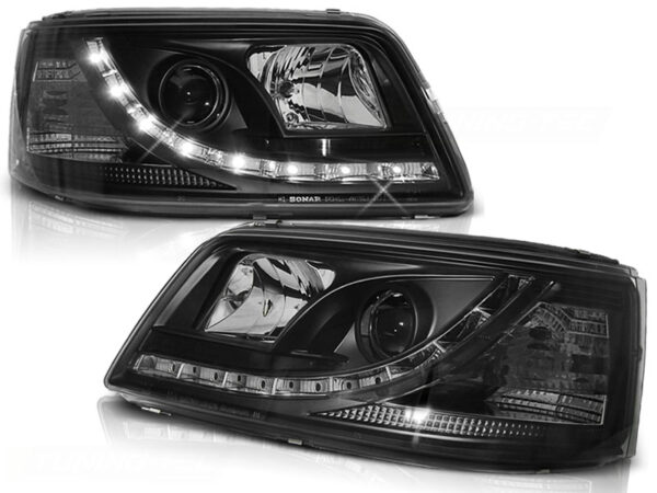 Frontlykter VW T5 04.03-08.09 Daylight Svart