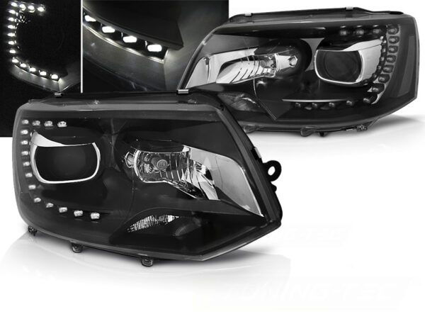 Frontlykter VW T5 10-15 TRU DRL Svart – bilde 1 av 2