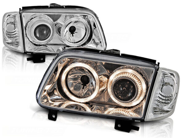 Frontlykter VW Polo 6N2 10.99-10.01 Angel Eyes Krom – bilde 2 av 2