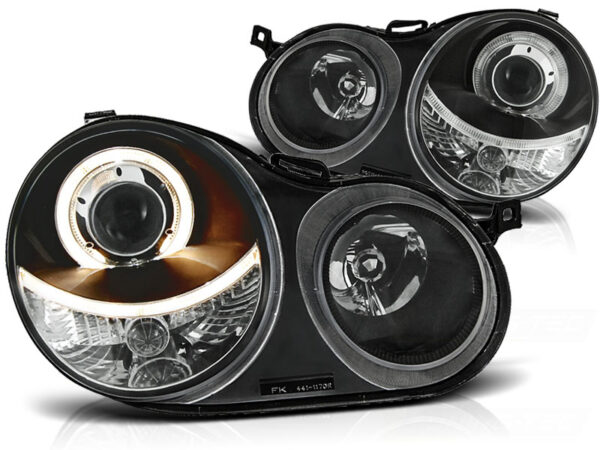 Frontlykter VW Polo 9N 11.01-04.05 Angel Eyes Svart – bilde 2 av 2