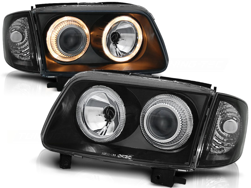 Frontlykter VW Polo 6N2 10.99-10.01 Angel Eyes Black - Bilde 2
