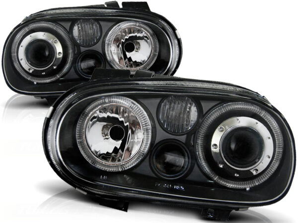 Frontlykter VW Golf 4 09.97-09.03 Angel Eyes Svart – bilde 2 av 2