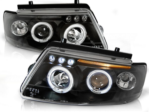 Frontlykter VW Passat B5 3B 11.96-08.00 Angel Eyes Svart
