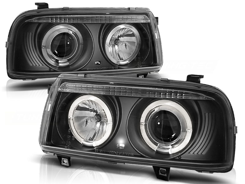 Frontlykter VW Vento 01.92-08.98 Angel Eyes Black - Bilde 2
