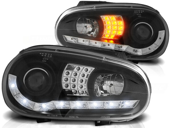Frontlykter VW Golf 4 09.97-09.03 Daylight Svart
