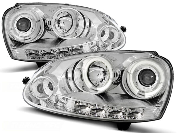 Frontlykter VW Golf 5 10.03-09 Angel Eyes Krom – bilde 2 av 2