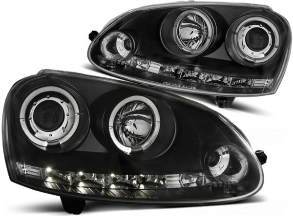 Frontlykter VW Golf 5 10.03-09 Angel Eyes Svart – bilde 2 av 3