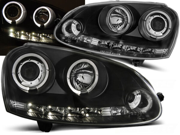 Frontlykter VW Golf 5 10.03-09 Angel Eyes Svart – bilde 1 av 3