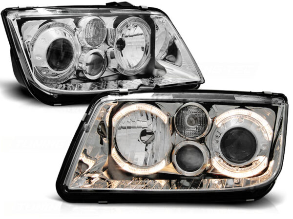 Frontlykter VW Bora 09.98-07.05 Angel Eyes Krom – bilde 2 av 2