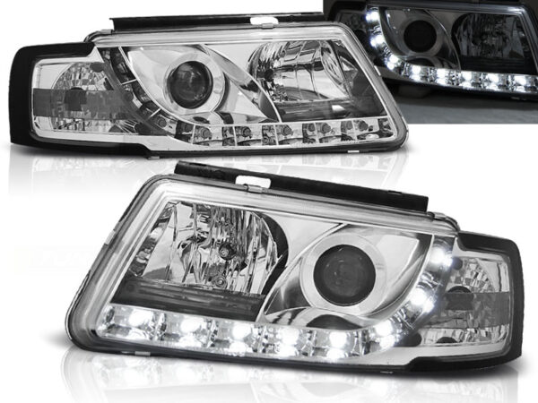 Frontlykter VW Passat B5 3B 11.96-08.00 TRU DRL Krom – bilde 1 av 2