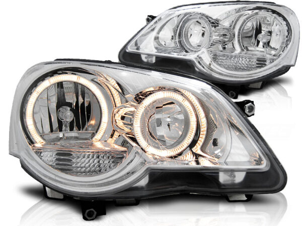 Frontlykter VW Polo 9N3 04.05-09 Angel Eyes Krom – bilde 2 av 2