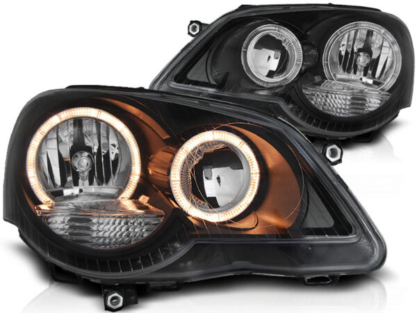Frontlykter VW Polo 9N3 04.05-09 Angel Eyes Svart – bilde 2 av 2