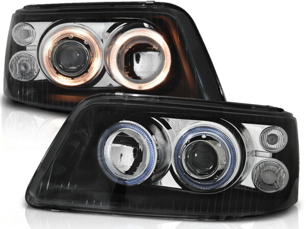 Frontlykter VW T5 04.03-08.09 Angel Eyes Svart – bilde 2 av 2