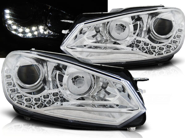 Frontlykter VW Golf 6 10.08-12 TRU DRL Krom – bilde 1 av 2