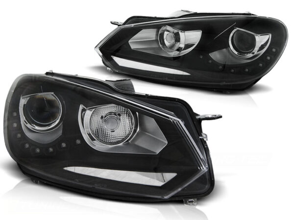 Frontlykter VW Golf 6 10.08-12 TRU DRL Svart – bilde 2 av 2