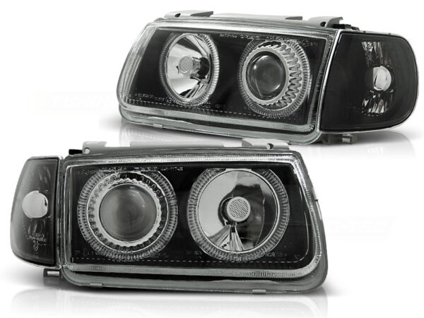 Frontlykter VW Polo 6N 10.94-09.99 Angel Eyes Svart – bilde 2 av 2