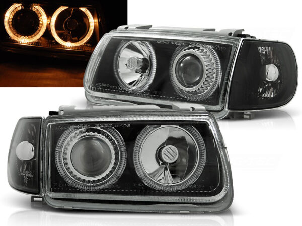 Frontlykter VW Polo 6N 10.94-09.99 Angel Eyes Svart – bilde 1 av 2