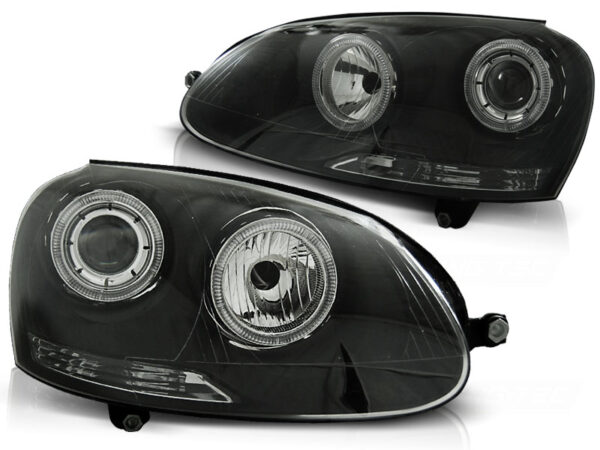 Frontlykter VW Golf V 03-09 Angel Eyes Svart – bilde 2 av 2