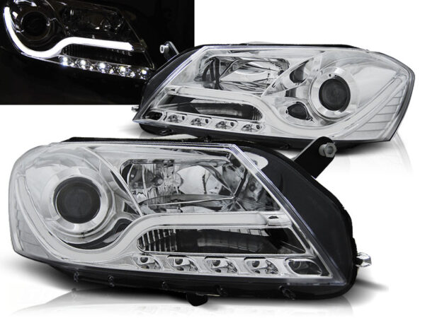 Frontlykter VW Passat B7 10.10-10.14 Tube Lights Krom – bilde 1 av 2