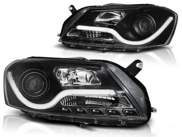 Frontlykter VW Passat B7 10.10-10.14 Tube Lights Svart – bilde 2 av 2