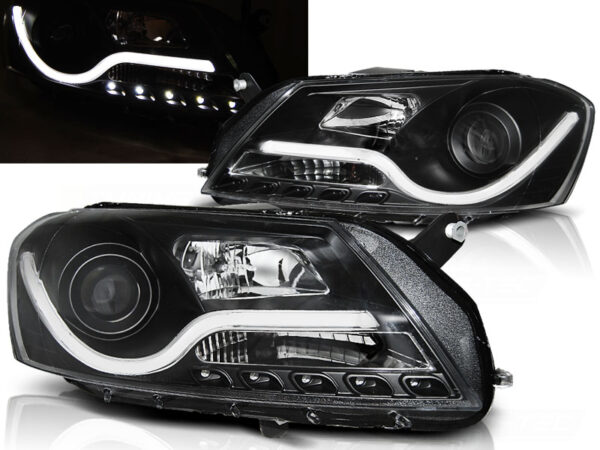 Frontlykter VW Passat B7 10.10-10.14 Tube Lights Svart – bilde 1 av 2