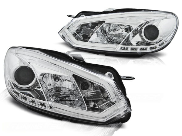 Frontlykter VW Golf 6 10.08-12 Tube Lights DRL Krom – bilde 2 av 2