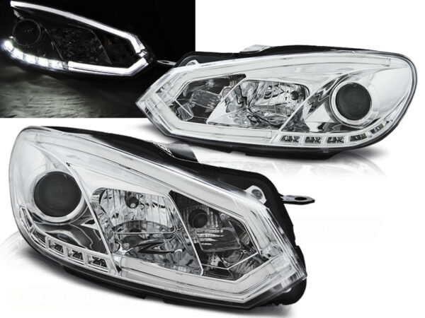 Frontlykter VW Golf 6 10.08-12 Tube Lights DRL Krom – bilde 1 av 2