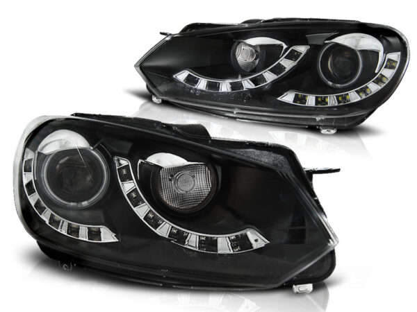 Frontlykter VW Golf 6 10.08-12 Dual TRU DRL Svart – bilde 2 av 2