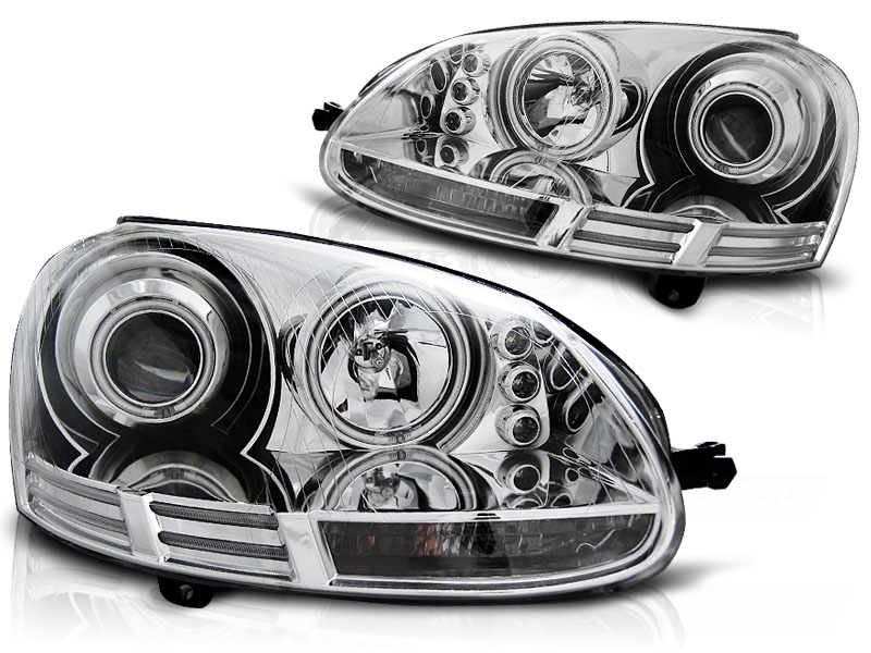 Frontlykter VW Golf 5 10.03-09 Angel Eyes CCFL Chrome - Bilde 2